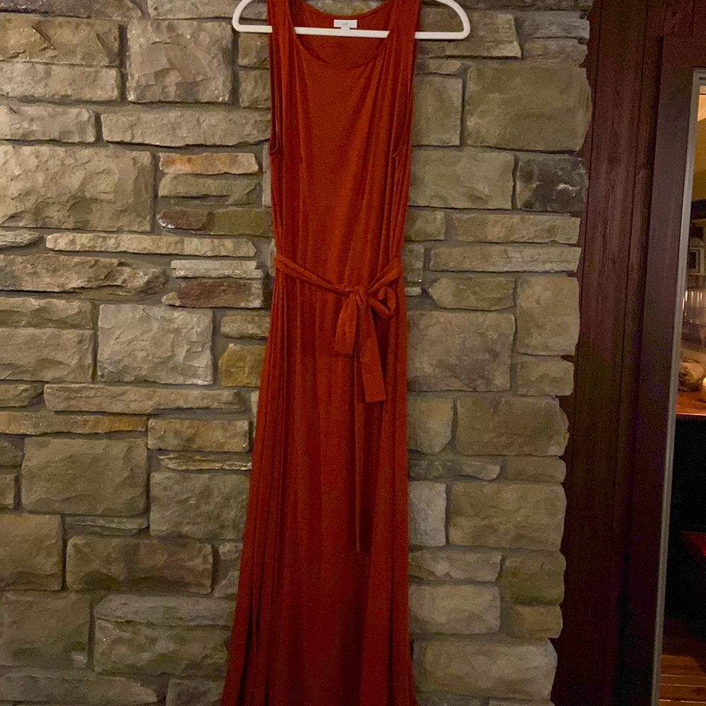 Rust J. Jill mid-length sleeveless tie dress-medium